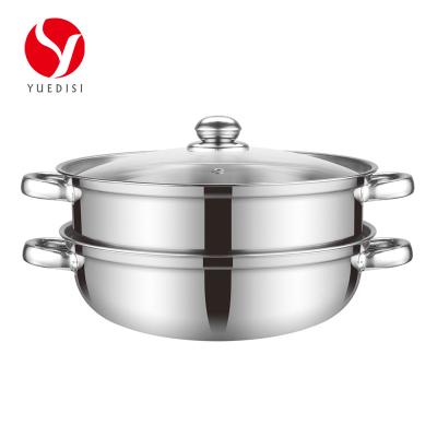 China Best Selling Sustainable Steamer Pot Double Layer 410 Stainless Steel Steamer Cooking Pot Cooking Steamer Pot for sale