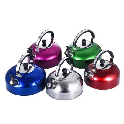 China 3/4/5L 410 Stainless Steel High Quality Sustainable Kettle Colorful Tea Whistling Kettle For Stove Top for sale