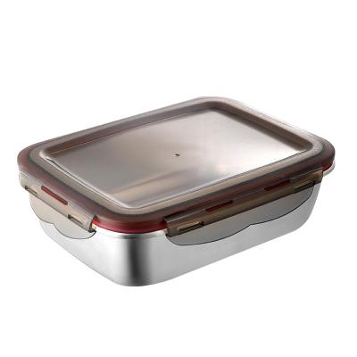 China Eco-friendly Freshness Preservation 304 Stainless Steel Food Storage Containers With Plastic Lid For Camping for sale