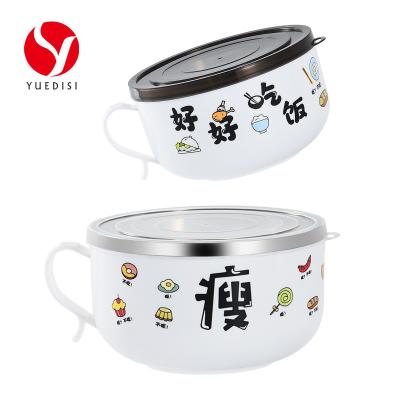 China Wholesale Lunch Box Factory Sustainable Soup Bowl Stainless Steel Instant Noodle Bowl With Lid For Students for sale