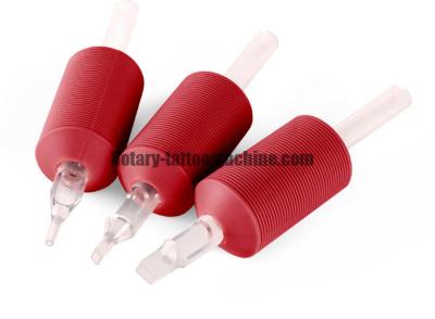 China 25mm Diameter Disposable Tattoo Tubes Red Color Tattoo Grip Clear Tip 100% Sterilized for sale