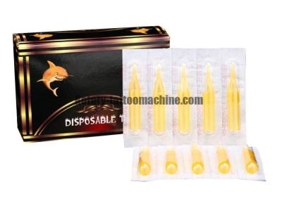 China La aguja disponible plástica del tatuaje inclina, plano/color amarillo determinado de la extremidad abierta redonda del tatuaje en venta