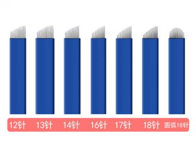 China 12, 13, 14, 16, 17, 18 and 18U Blue Microblading Disposable and Sterile Tattoo Needles for sale