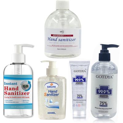 China sanitizer imediato livre da mão da lavagem do gel do álcool de 75% com a bomba para matar os germes 80ml 100ml 300ml 500ml à venda