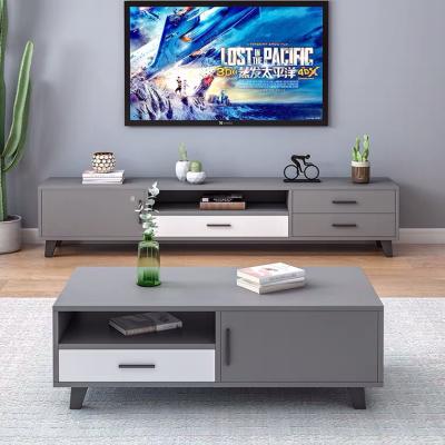 China Modern Factory Wholesale Wooden Home Furniture Modern Durable TV Cabinet Coffee Table Set for sale