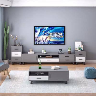 China Modern Elegant Style Wooden Home Furniture Modern Durable TV Cabinet Coffee Table Set for sale