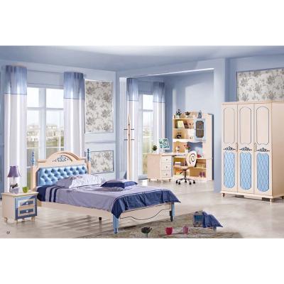 China Storage High Quality Blue Single Kids Bed Children Bedroom Furniture Set Kids Wardrobe(UL-H903) for sale