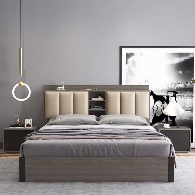 China Modern Queen King Size Melamine Wooden  Double Bedroom With Mattress Home Furniture Beds for sale