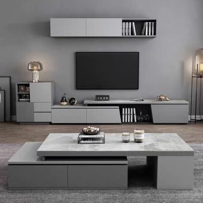 China Anti water Home Living Room Furniture Cabinet Modern TV Stand Coffee Table Set for sale