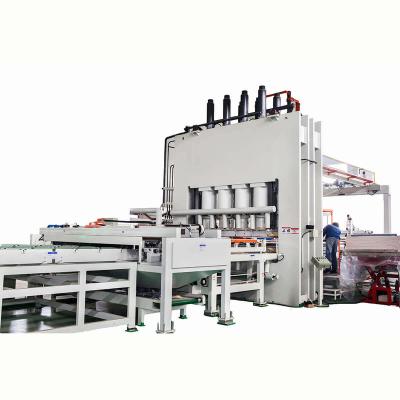 China Automatic MDF HDF Laminate Flooring Production Line Press Cut DET V Groove Paint Hot Wax Gasket Stacking 2000000sqm/year for sale