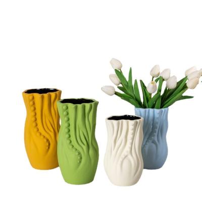 China Foreign Creative Ceramic Exhibition Hall Home Furnishing Soft Ornaments Vase Florist Morandi Articles Central Institute Ceramic Vases Nordic Style for sale