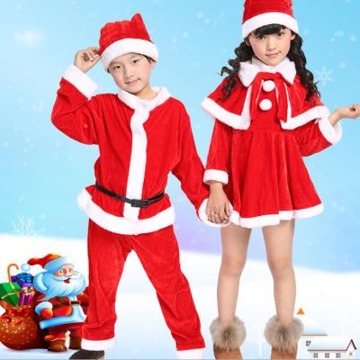 China Cute Children's Santa Suit Christmas Dress for Party Girls and Boys Santa Holiday Dress with Hat for sale