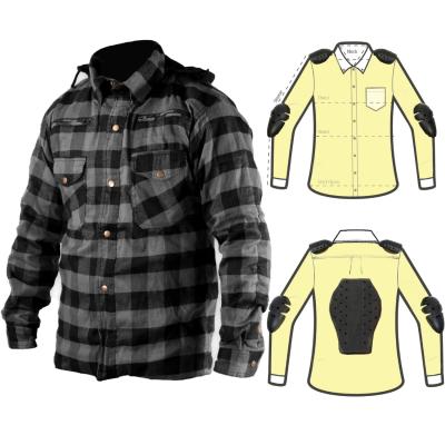 China Cyclists Anti-Shrink Flannel Shirts For Men ProtectionLatest Style Motor Bike Flannel Collar Main Hoodie With CE Approved Protectors for sale