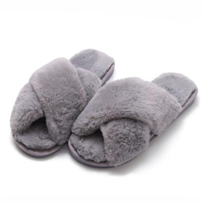 China Fashion Trend Fashion Shoes Woman Warm Slip On Women Female Winter Flats Slides Home Slippers With Faux Fur for sale