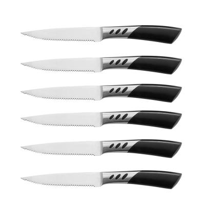 China 6 Pcs Kitchen Knife Set Fashion Design Stainless Steel Viable Ultra Sharp Steak Knives With 430 Handle for sale