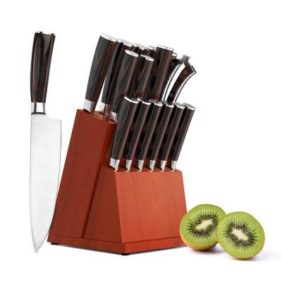 China Workable Ergonomic Design Handle Stainless Steel Kitchen Knife Set Chef Knife With Scissors for sale