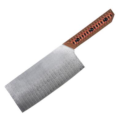 China New Design Viable Handle Black Red Gold Design Group of Ten Non Slip Handle 7 Inch VG10 Damascus Kitchen Cleaver Knife for sale