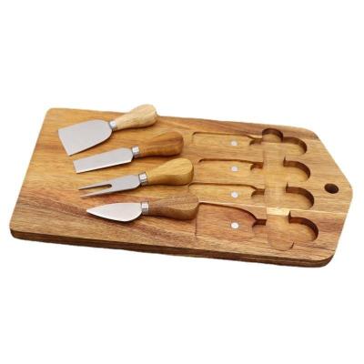 China Sustainable Board Acacia Cheese Square Steak Paddle Wood Baking Tools Wood Cutting Board Cheese Knives for sale