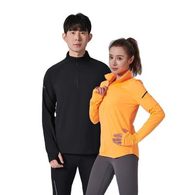 China Ice Silk Elastic Quick Drying Short Sleeves Autumn Running Training Sports Top Stand Neck Zipper Elastic Quick Drying Long Sleeve Men's Fitness Coat soccer jersey tracksuit for sale