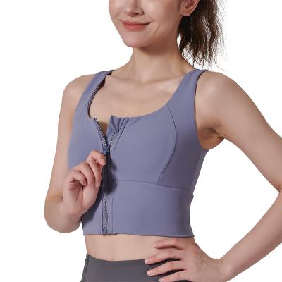 China Breathable 2023 Women's Zipper Fitness Running Strap Tank Top Women's Yoga Sports Bra for sale