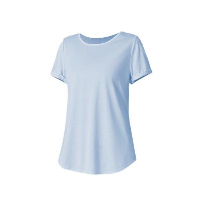 China Ice Silk Elastic Quick Drying Short Sleeves 2023 Women's Spring/Summer Cool and Versatile Running Fitness Top Loose Cloud Dried Sports T-shirt for sale