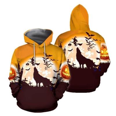 China Stylish urban loose fitting 2023 Spring and Autumn Foreign Trade Pumpkin Halloween 3D Digital Printing Men's and Women's Leisure Fashion Hooded Sweater for sale