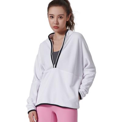 China Ice Silk Elastic Quick Drying Short Sleeves Women's loose fitting fitness running jacket, sweat-wicking long sleeved hoodedsports swear for sale