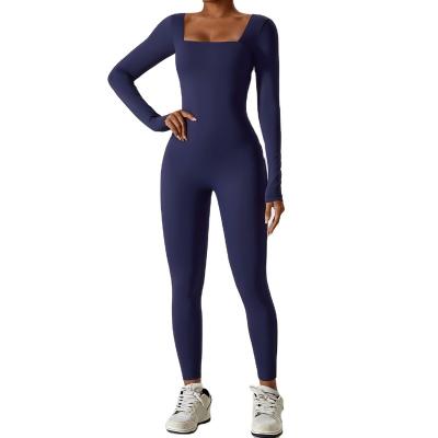 China Breathable Autumn and Winter Tight Long Sleeve Yoga Suit Women's Naked Fitness Exercise Quick Dried Yoga Bodysuit for sale