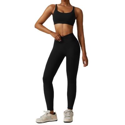 China Breathable Women's European and American Quick Dried Back Yoga Set High Strength Fitness Suit Running Tight Sports Set for sale