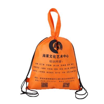 China Custom Printing Eco-Friendly Logo Light Weight Reusable Non Woven Eco Friendly Drawstring Bag With Double String for sale