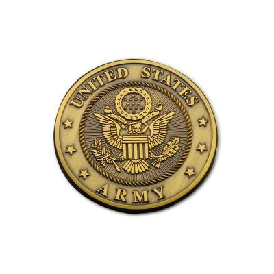 China China Custom Plating Antique Brass US Army Form Logo Metal Badge Pin For Suvenir for sale