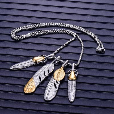 China Fashionable wholesale takahashi goro feather necklace personality trend titanium steel accessories retro stainless steel men and women for sale