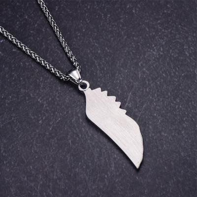 China Fashionable wholesale titanium angel punk feather wing pendant stainless steel men's retro necklace for sale