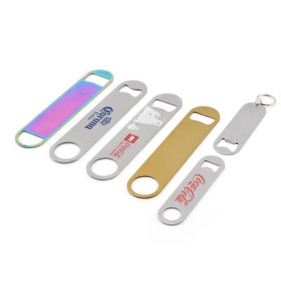 China Customized Flat Stainless Steel Metal Bottle Opener Steel Bar Blade Stainless Steel Bottle Opener for sale