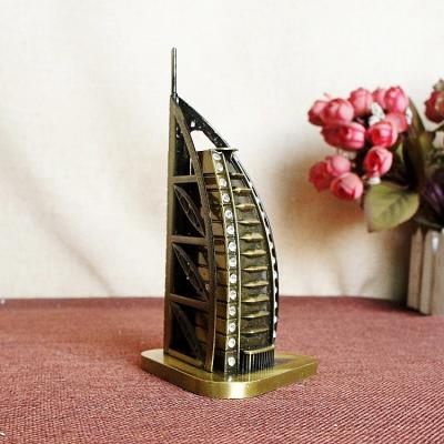 China Creative Home Souvenir Dubai Burj Al Arab Metal Model China Hot Sale Craft Gifts Decoration Europe for sale