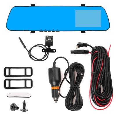 China 2021 4.5 Inch Cheap Full Color Dual Lens Rear View Mirror Car Camera 1080P Lens Car Dvr Ready To Board Car Black Box for sale