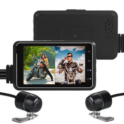 China Full HD 1080P+1080P Front Rear View Waterproof Motorcycle Cam Dash Motorbike DVR WiFi GPS Camera Black Recorder Box for sale