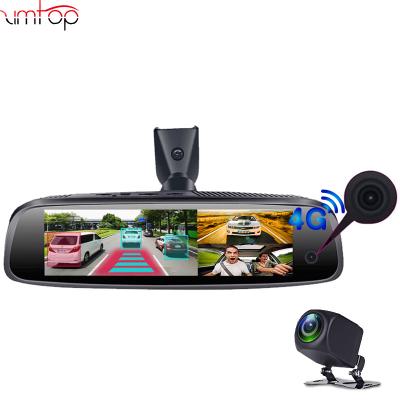 China Bluetooth 8inch 2+32G ROM dashcam 4g mirror bracket front and inside 3lens dash camera with gps tracking system for sale