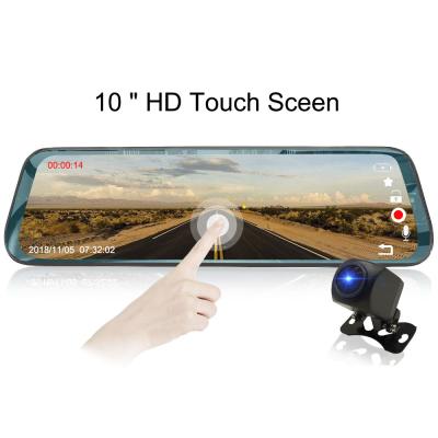 China Full HD 1080P Waterproof Dual Lens Car Rearview Mirror Camera Promotional Front And Rear View Camera With CE Rohs for sale