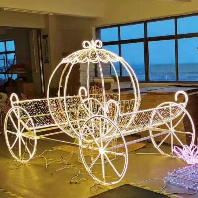 China Outdoor Waterproof Deer Carriage Loud Decoration LED Santa Decorative Lights for sale