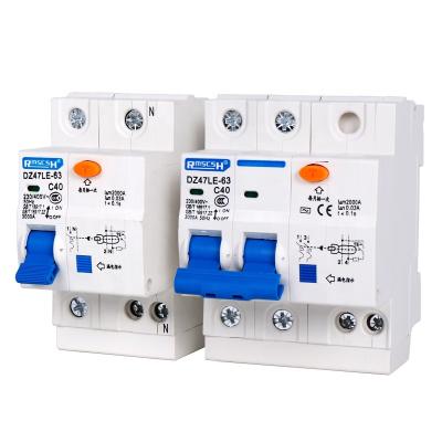 China Overvoltage and undervoltage protection ce certificated hot sale DZ47LE-63 1p+N 2p+N 3p+N rcbo mccb mcb earth leakage protection electric air circuit breaker for sale