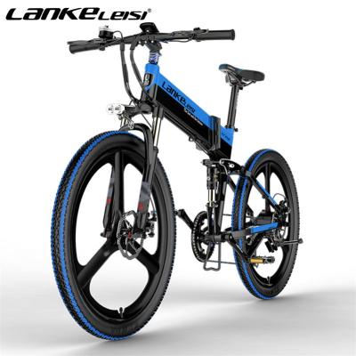 China LANKELEISI XT750 500W luxury electric bicycle 48v 14.5ah p folding bicycle\nason'c lithium battery 26 inch mountain folding electric bike for sale