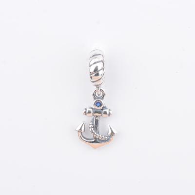 China Fashion Jewelry Luxury Accessories 925 Sterling Silver Anchor Dangle Charm For Bracelet Making for sale