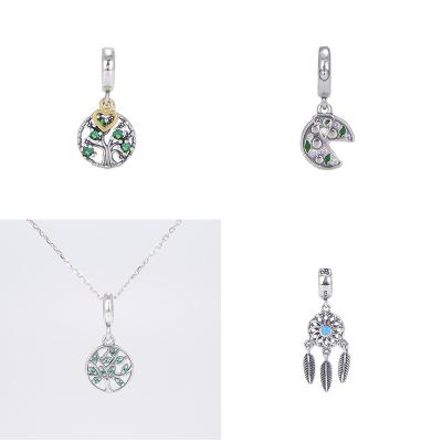 China FASHIONABLE Wholesale TRENDY Silver Dream Catcher Life Tree Pendant 925 Women's Jewelry Suitable Necklace Bracelet For Pandora Charm for sale