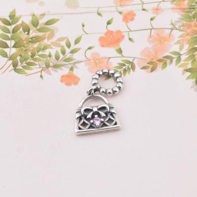 China Fashionable Hot Sale 925 Sterling Silver Shopping Basket Dangle Charm For Snake Bracelet Making for sale