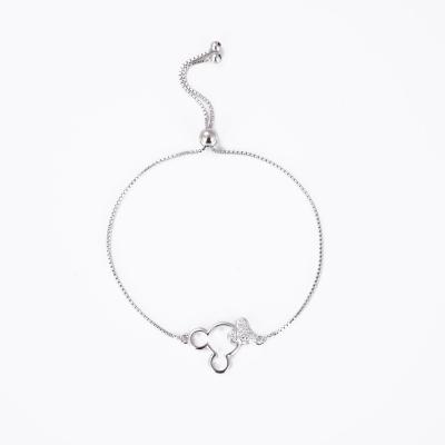 China 2020 New Hot Sale FASHIONABLE 925 Sterling Silver Mickey Head Box Chain Adjustable Bracelet for Lady for sale