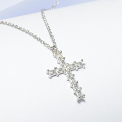 China FASHIONABLE 925 Sterling Silver Jesus Christ Christian Zircon Cross Pendant Necklace for Women Jewelry for sale