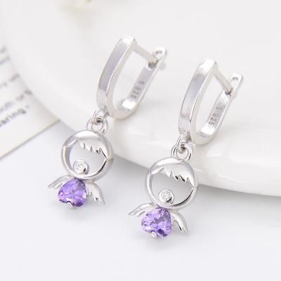 China Cute Silver Jewelry Wholesale Fashionable Drop Earrings With Zircon For Lady Gift for sale