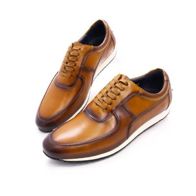 China New Style Oxford Shoes Men's Sports Anti-slippery Genuine Leather Flat Sneaker Shoes for sale