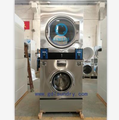 China Commercial 15KG+15KG Pile Washer Dryer Laundry Machine 820mm*1270mm*1993mm for sale